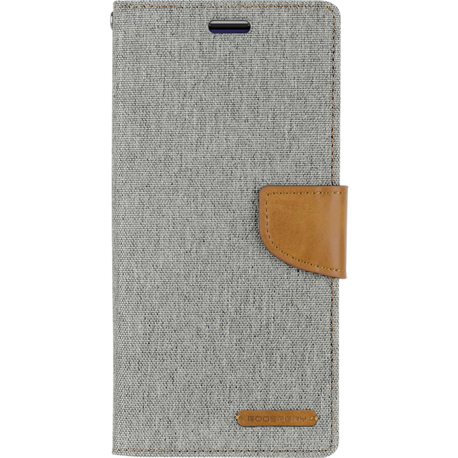 Samsung Galaxy J4 hoes - Mercury Canvas Diary Wallet Case - Grijs