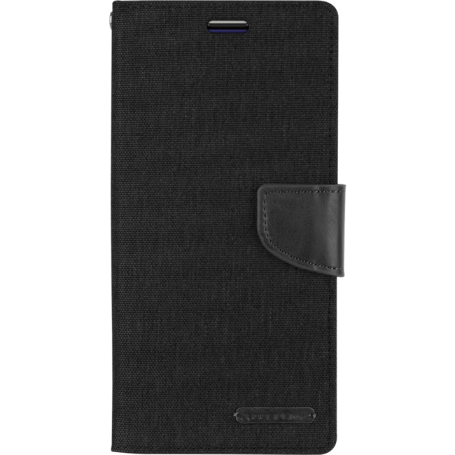 Samsung Galaxy J4 hoes - Mercury Canvas Diary Wallet Case - Zwart