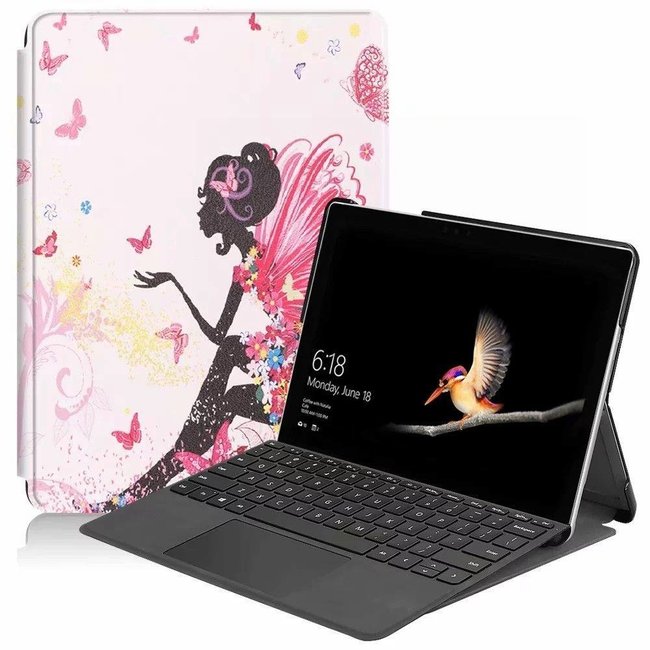 Microsoft Surface Go (1 & 2) Tri-Fold Book Case Flower fairy