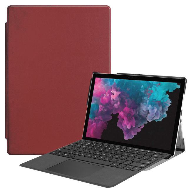 Microsoft Surface Pro 7 hoes - Tri-Fold Book Case - Donker Rood