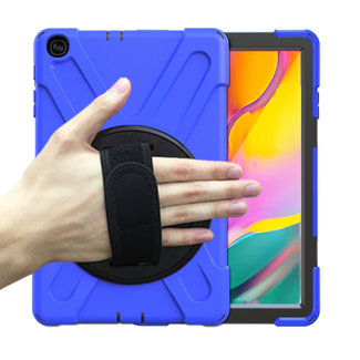 Merkloos Samsung Galaxy Tab A 10.1 (2019) Cover - Hand Strap Armor Case - Blauw