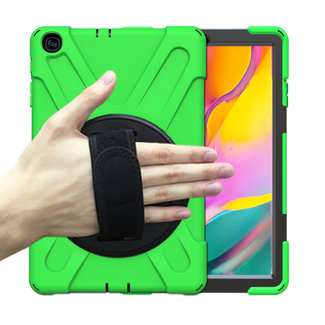 Merkloos Samsung Galaxy Tab A 10.1 (2019) Cover - Hand Strap Armor Case - Groen