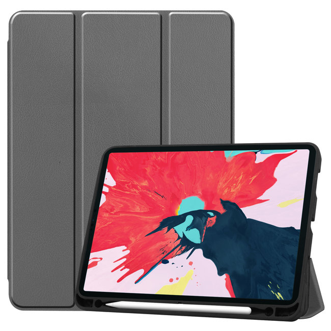 iPad Pro 11 (2020) Hoes  - Tri-Fold Book Case Met Apple Pencil Houder - Grijs