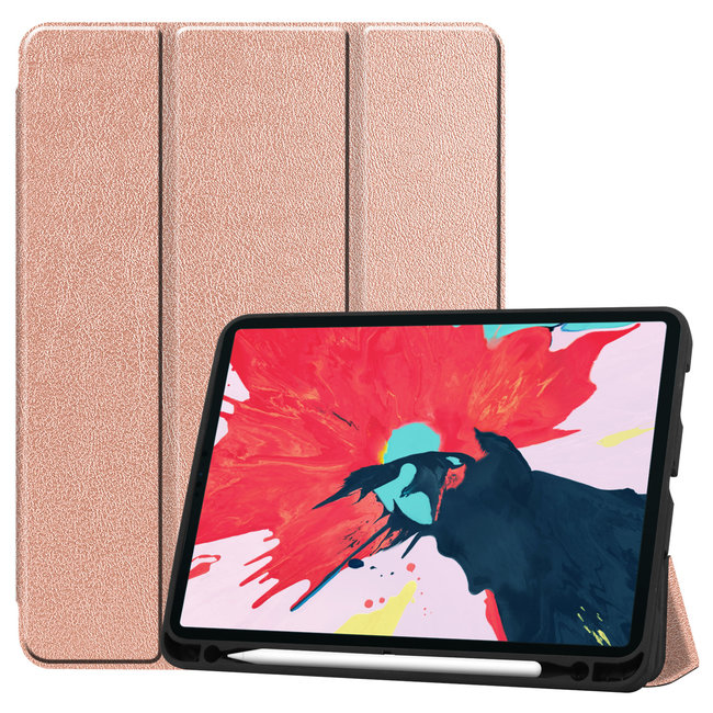iPad Pro 11 (2020) Hoes  - Tri-Fold Book Case Met Apple Pencil Houder - Rosé Goud