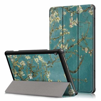 Cover2day Lenovo Tab M10 Plus case  - Tri-Fold Book Case (TB-X606) - White Blossom