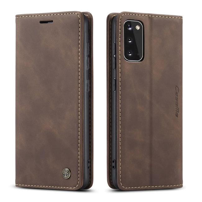 CaseMe - Samsung Galaxy S20 hoesje - Wallet Book Case - Magneetsluiting - Donker Bruin