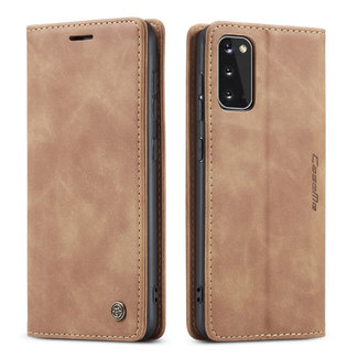 CaseMe CaseMe - Samsung Galaxy S20 hoesje - Wallet Book Case - Magneetsluiting - Licht Bruin