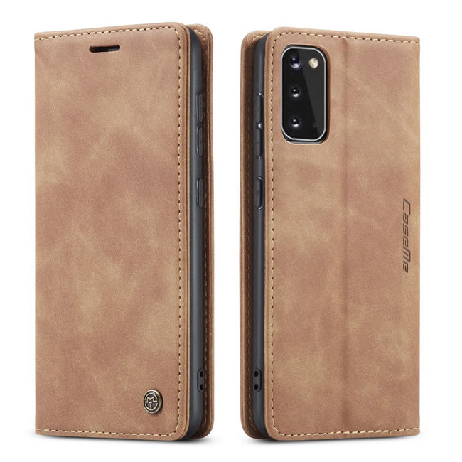 CaseMe - Samsung Galaxy S20 hoesje - Wallet Book Case - Magneetsluiting - Licht Bruin