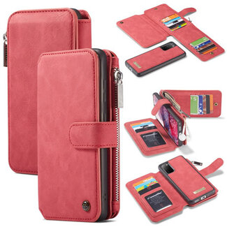 CaseMe CaseMe - Samsung Galaxy S20 hoesje - Wallet Book Case met Ritssluiting - Rood