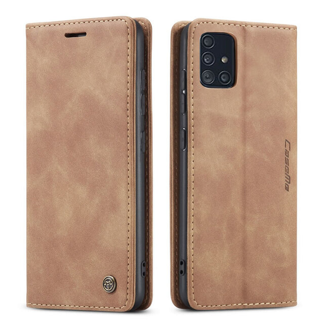 CaseMe - Samsung Galaxy A51 hoesje - Wallet Book Case - Magneetsluiting - Licht Bruin