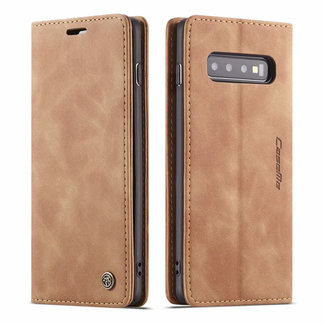 CaseMe CaseMe - Samsung Galaxy S10 Plus hoesje - Wallet Book Case - Magneetsluiting - Licht Bruin