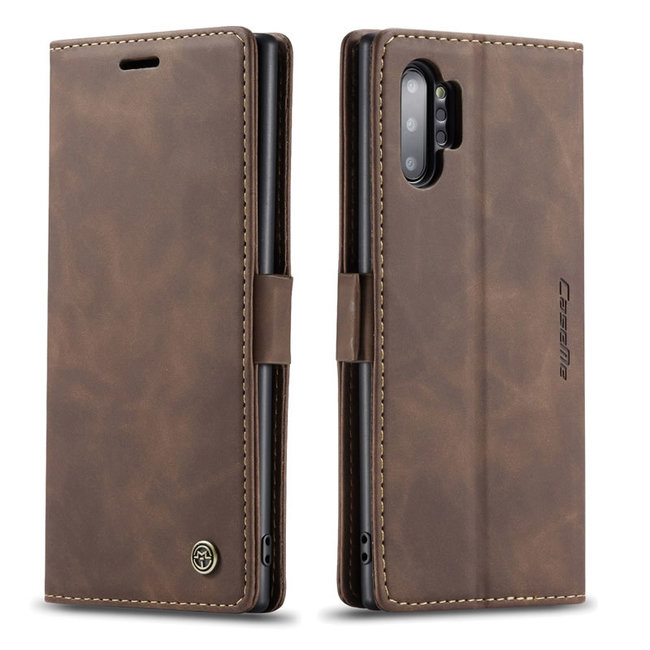 CaseMe - Samsung Galaxy Note 10 Plus hoesje - Wallet Book Case - Magneetsluiting - Donker Bruin