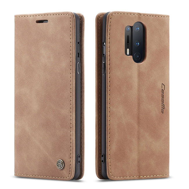 CaseMe - OnePlus 8 Pro hoesje - Wallet Book Case - Magneetsluiting - Licht Bruin