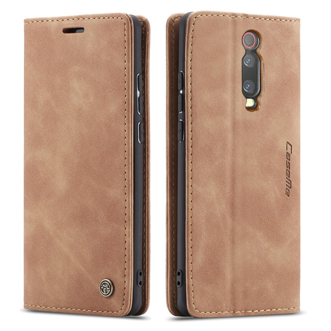 CaseMe - Xiaomi Mi 9T hoesje - Wallet Book Case - Magneetsluiting - Licht Bruin