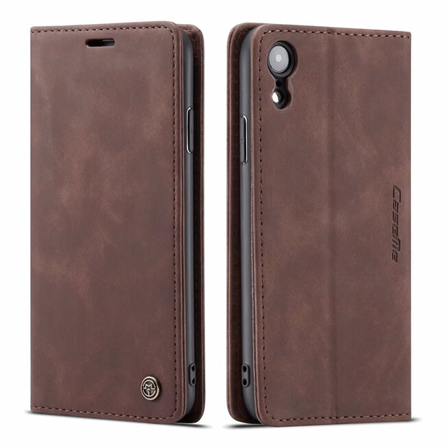 CaseMe - iPhone XR hoesje - Wallet Book Case - Magneetsluiting - Donker Bruin