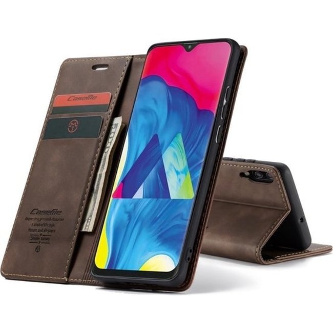 CaseMe - Samsung Galaxy A10 hoesje - Wallet Book Case - Magneetsluiting - Donker Bruin