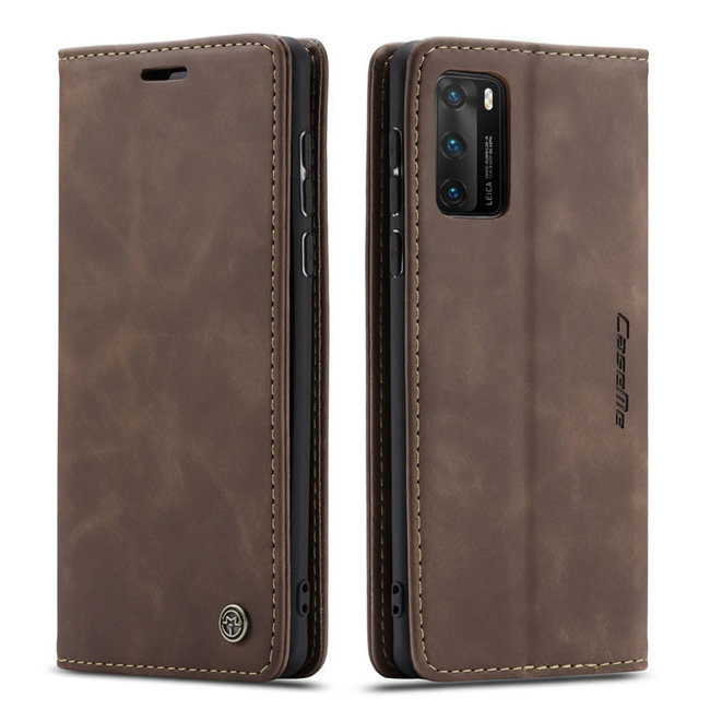 CaseMe - Huawei P40 hoesje - Wallet Book Case - Magneetsluiting - Donker Bruin