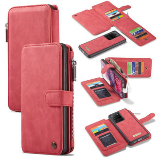 CaseMe CaseMe - Samsung Galaxy S20 Ultra hoesje - Wallet Book Case met Ritssluiting - Rood