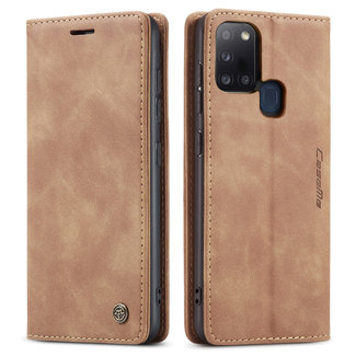 CaseMe CaseMe - Samsung Galaxy A21s hoesje - Wallet Book Case - Magneetsluiting - Licht Bruin