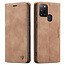 CaseMe - Case for Samsung Galaxy A21s - PU Leather Wallet Case Card Slot Kickstand Magnetic Closure - Brown