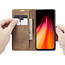 CaseMe - Case for Xiaomi Redmi Note 8 - PU Leather Wallet Case Card Slot Kickstand Magnetic Closure - Brown