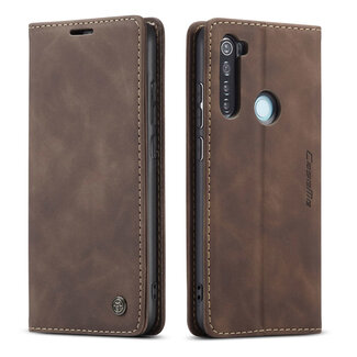 CaseMe CaseMe - Case for Xiaomi Redmi Note 8 - PU Leather Wallet Case Card Slot Kickstand Magnetic Closure - Coffee Brown