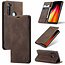 CaseMe - Case for Xiaomi Redmi Note 8 - PU Leather Wallet Case Card Slot Kickstand Magnetic Closure - Coffee Brown