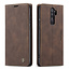 CaseMe - Case for Xiaomi Redmi Note 8 Pro - PU Leather Wallet Case Card Slot Kickstand Magnetic Closure - Coffee Brown