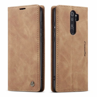 CaseMe CaseMe - Case for Xiaomi Redmi Note 8 Pro - PU Leather Wallet Case Card Slot Kickstand Magnetic Closure - Brown