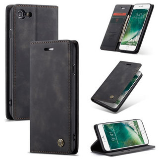 CaseMe CaseMe - Case for iPhone 7/8/SE 2020 - PU Leather Wallet Case Card Slot Kickstand Magnetic Closure - Black
