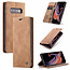 CaseMe - Case for Samsung Galaxy S10 5G - PU Leather Wallet Case Card Slot Kickstand Magnetic Closure - Braun