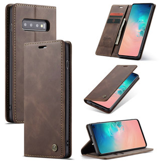 CaseMe CaseMe - Case for Samsung Galaxy S10 5G - PU Leather Wallet Case Card Slot Kickstand Magnetic Closure - Coffee Brown