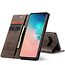 CaseMe - Case for Samsung Galaxy S10 5G - PU Leather Wallet Case Card Slot Kickstand Magnetic Closure - Coffee Brown