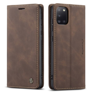 CaseMe CaseMe - Case for Samsung Galaxy A31 - PU Leather Wallet Case Card Slot Kickstand Magnetic Closure - Coffee Brown