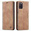 CaseMe - Case for Samsung Galaxy A41 - PU Leather Wallet Case Card Slot Kickstand Magnetic Closure - Braun