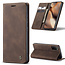 CaseMe - Case for Samsung Galaxy A41 - PU Leather Wallet Case Card Slot Kickstand Magnetic Closure - Coffee Brown