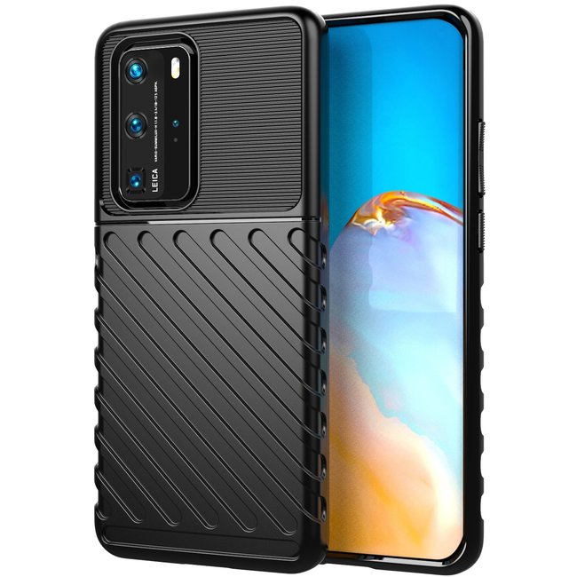 Huawei P40 Pro case - Shockproof Armor TPU Back Cover - Black