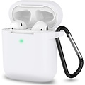 Case2go Apple Airpods hoesje - Siliconen beschermhoes met opdruk - 3.0 mm - Wit