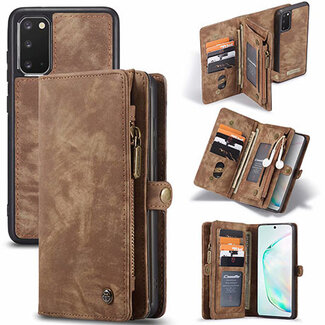 CaseMe CaseMe - Case for Samsung Galaxy S20 - Wallet Case Whiteh Card Holder, Magnetic Detachable Cover - Brown