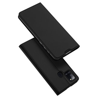Dux Ducis Dux Ducis - Case for Samsung Galaxy A21s - Ultra Slim PU Leather Flip Folio Case Whiteh Magnetic Closure - Black