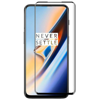 Case2go OnePlus 7T Pro - Full Cover Screenprotector - Gehard Glas - Zwart