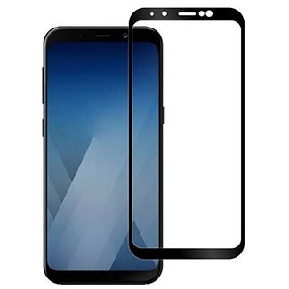 Case2go Samsung Galaxy A8 Plus 2018 - Full Cover Screenprotector - Gehard Glas - Zwart