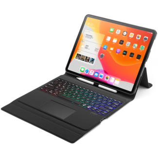 Case2go iPad Pro 12.9 (2020) Case - QWERTY - Bluetooth Keyboard Folio Cover - Keyboard Backlight - Touchpad - Black