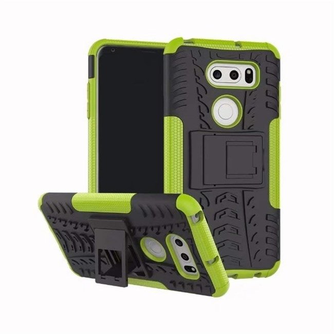 Case for LG V30s ThinQ - Heavy Duty Hybrid Tough Rugged Dual Layer Armor - Kickstand Cover - Green