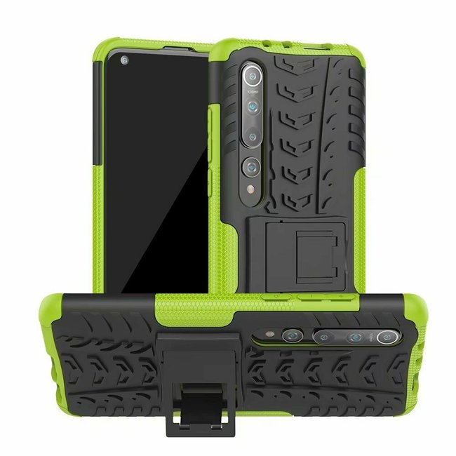 Case for Xiaomi Mi 10 (Pro) - Heavy Duty Hybrid Tough Rugged Dual Layer Armor - Kickstand Cover - Green