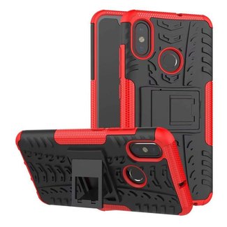 Cover2day Case for Xiaomi Mi 8 - Heavy Duty Hybrid Tough Rugged Dual Layer Armor - Kickstand Cover - Red