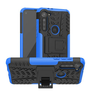 Cover2day Case for Motorola Moto G8 - Heavy Duty Hybrid Tough Rugged Dual Layer Armor - Kickstand Cover - Blue