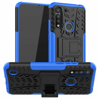 Cover2day Case for Motorola One Macro - Heavy Duty Hybrid Tough Rugged Dual Layer Armor - Kickstand Cover - Blue