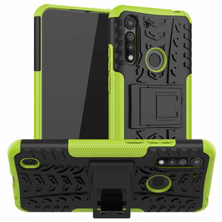 Cover2day Case for Motorola One Macro - Heavy Duty Hybrid Tough Rugged Dual Layer Armor - Kickstand Cover - Green