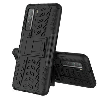 Cover2day Case for Huawei P40 - Heavy Duty Hybrid Tough Rugged Dual Layer Armor - Kickstand Cover - Black